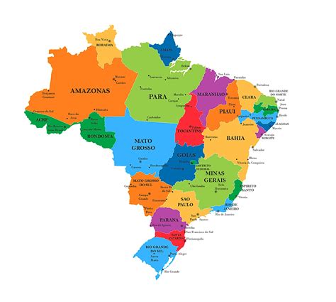brazil map with states and capitals